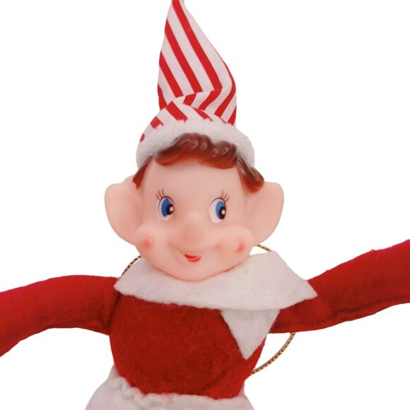 Vintage Pixie Sprite Knee Hugger Bendable Posable Shelf Sitter Christmas Elf 8" - Picture 3 of 4